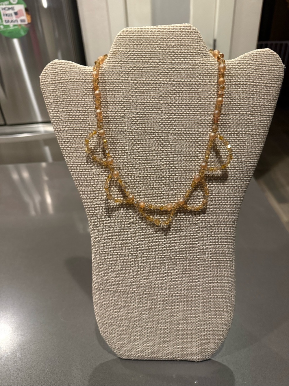 Amber-Tone Beaded Triangle Necklace - Women Jewelry